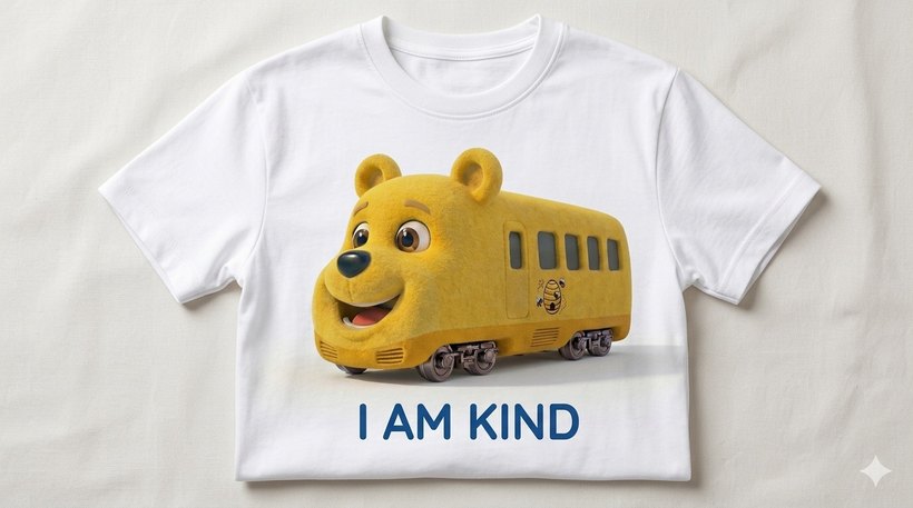 I AM KIND t-shirt featuring the golden bear Train
